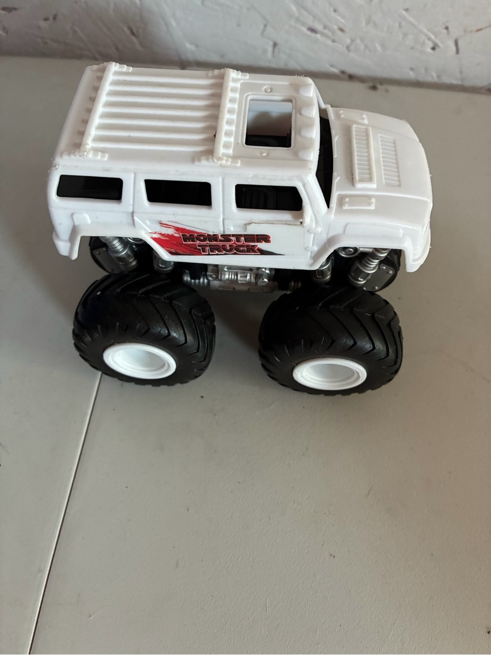 White Monster Truck Toy with Black Wheels - Kids Vehicles